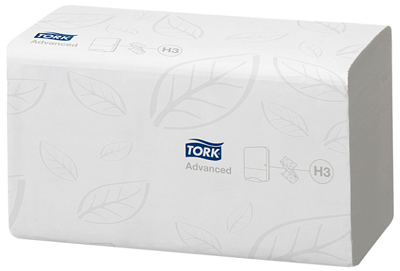 Полотенца бумажные в листах TORK 2х слойные, ZZ сложение, Advanced, H3, 250 шт. цвет Белый 290163 (х1/15) [упаковка]